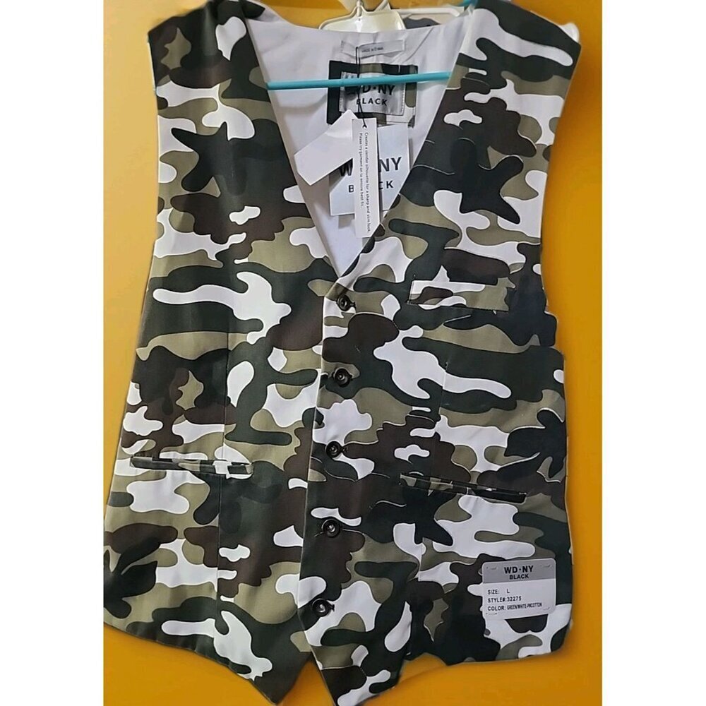 NWT WD.NY REG FIT Suit Vest Waistcoat Large‎ Camo CR50 Excellent Sharp Slim Look